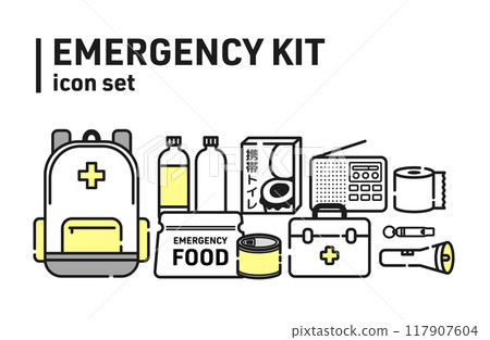 Disaster prevention goods icon set 117907604