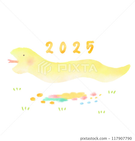 可愛的金蛇新年卡片材料 可愛的金蛇新年卡片材料 117907790