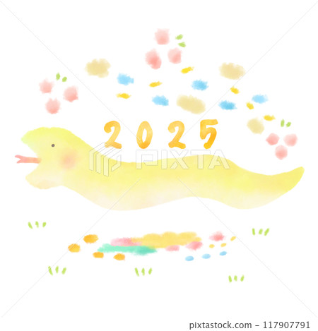 可愛的金蛇新年卡片材料 可愛的金蛇新年卡片材料 117907791
