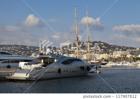 Yachts moored at Port Pierre Canto in Cannes 117907812