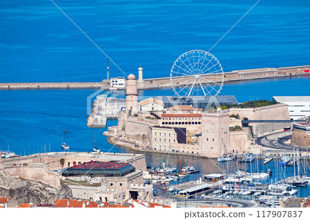 Aerial view of the Vieux port of Marseille Aerial view of the Vieux port of Marseille 117907837
