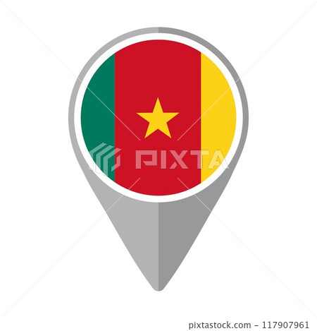 Cameroon Flag on Location Pin	 117907961