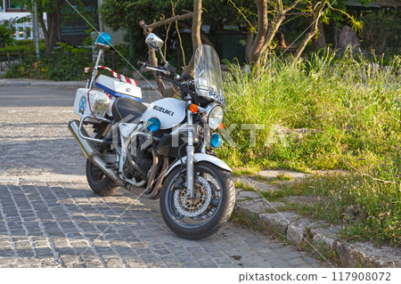 Police motorbike in Athens 117908072