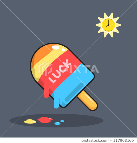 the sun and the melting ice cream. Isolated Vector illustration the sun and the melting ice cream. Isolated Vector illustration 117908160