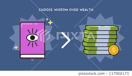 A wisdom book and the wealth. Isolated Vector illustration 117908173