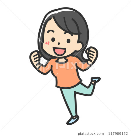一個女人做膽量姿勢的插圖 117909152