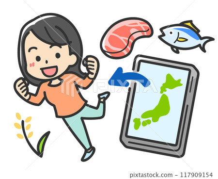 Illustration of a woman making hometown tax donations 117909154