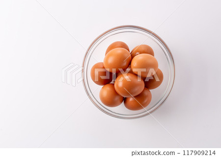 Eggs in a glass bowl Eggs in a glass bowl 117909214