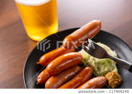Sausages and beer Sausages and beer 117909248