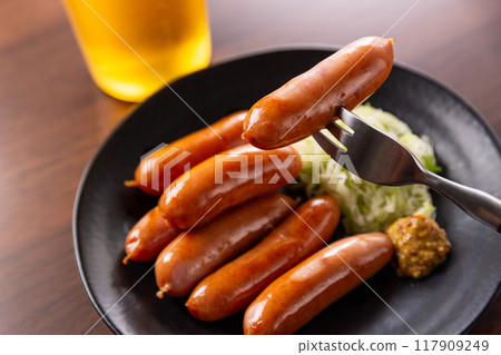 Sausages and beer Sausages and beer 117909249