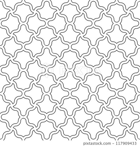 Seamless geometric ornament . Black color thin lines . Seamless geometric ornament . Black color thin lines . 117909433