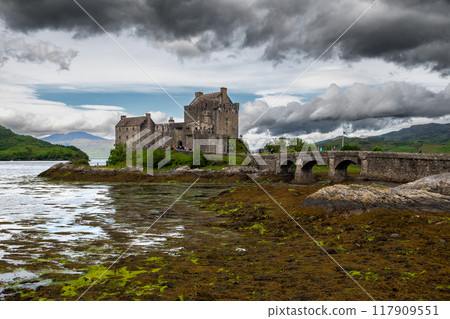 Eilean Donan Castle At Lake Loch Duich In Scotland, UK Eilean Donan Castle At Lake Loch Duich In Scotland, UK 117909551