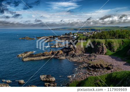 Scenic Village St. Abbs At The Spectacular Atlantic Coast of St. Abbs Head In Berwickshire In Scotland, UK Scenic Village St. Abbs At The Spectacular Atlantic Coast of St. Abbs Head In Berwickshire In Scotland, UK 117909989