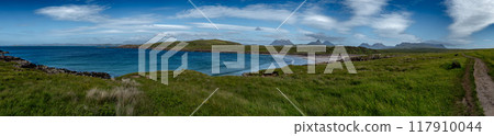 Atlantic Coast With Achnahaird Beach And Hiking Path Near Brae Of Achnahaird In The Highlands Of Scotland, UK 117910044