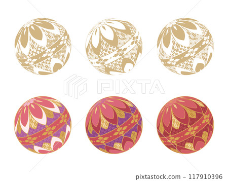 日本圖案球插畫素材集 日本圖案球插畫素材集 117910396