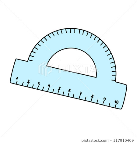 Protractor ruler, back to school concept, doodle style vector 117910409