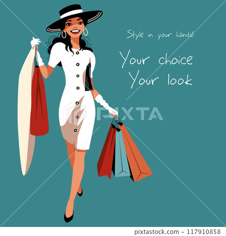 Stylish Woman Shopping Illustration 117910858