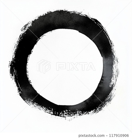 A circle symbol written with a brush on a white background 117910906