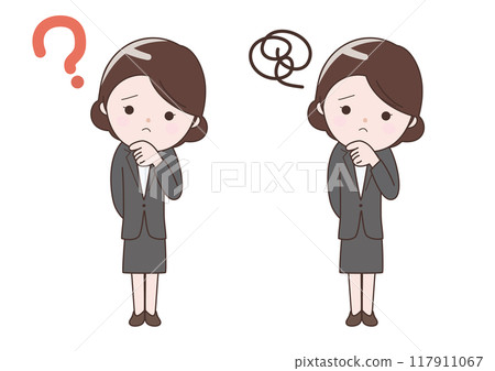 Confused and troubled business woman 117911067
