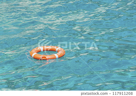 Lifebuoy on the surface of the water 117911208