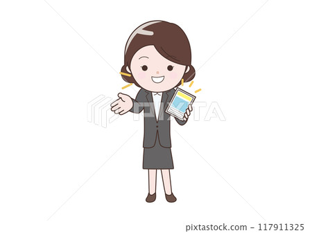 用平板電腦解釋的女商人 117911325