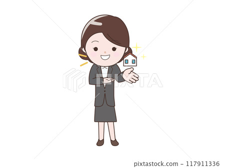 推薦獨立式住宅的女商人 推薦獨立式住宅的女商人 117911336