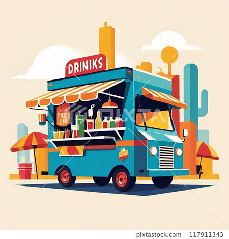 Blue food truck drinks event 117911343