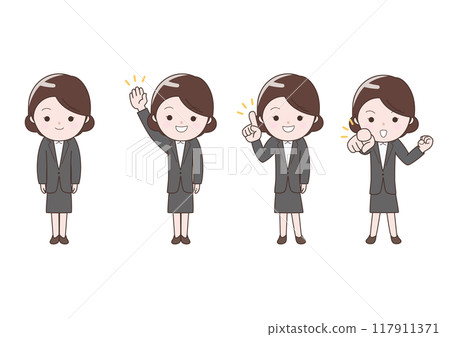 Business woman set such as pointing Business woman set such as pointing 117911371