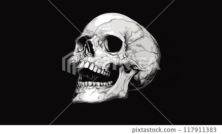 笑的頭骨的插圖 117911383
