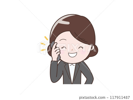 女商人在她的智能手機上打電話 117911487