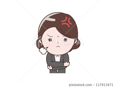 Angry business woman with arms crossed 117911671