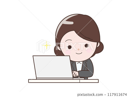 心情好在辦公桌前工作的女商人 心情好在辦公桌前工作的女商人 117911674