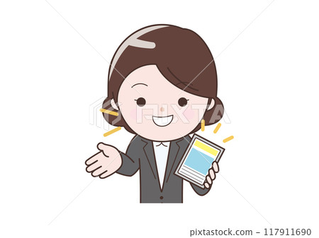用平板電腦解釋的女商人 用平板電腦解釋的女商人 117911690