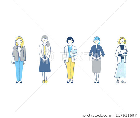 5 名從事不同職業的女性 5 名從事不同職業的女性 117911697