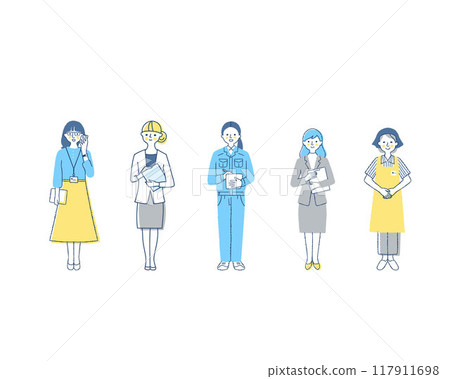 5 名從事不同職業的女性 5 名從事不同職業的女性 117911698