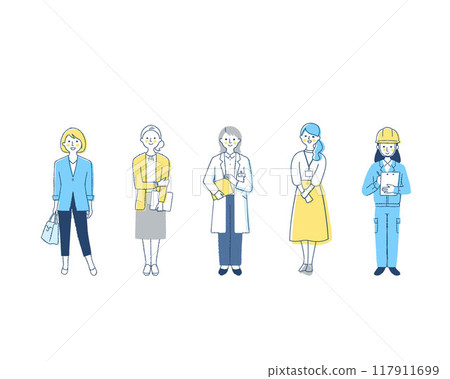 5 名從事不同職業的女性 5 名從事不同職業的女性 117911699