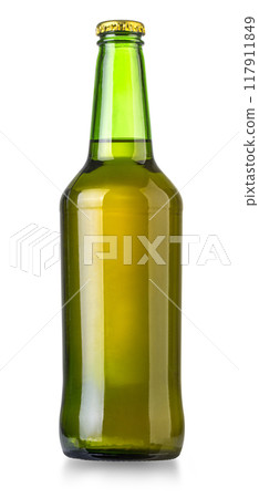 glass small bottle with beer glass small bottle with beer 117911849