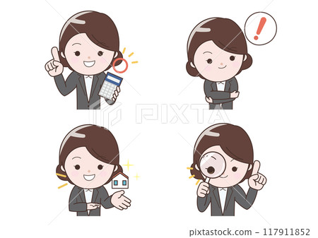 Set of business women selling houses Set of business women selling houses 117911852