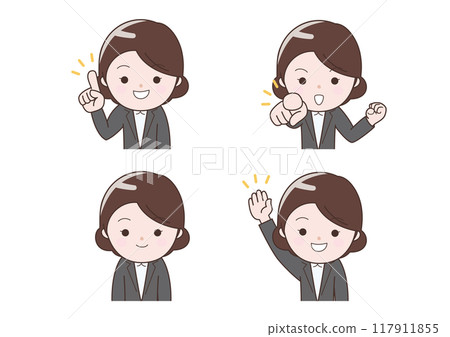 Business woman set such as pointing Business woman set such as pointing 117911855