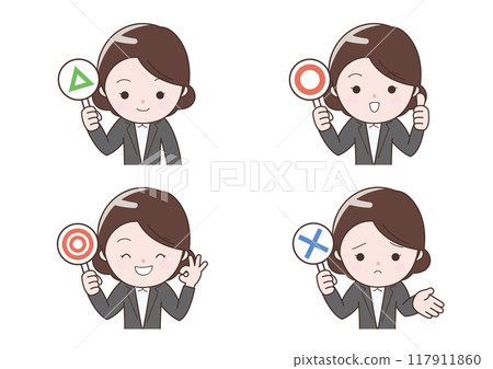 回答測驗的女商人 117911860