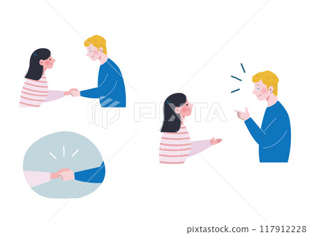 日本婦女和白人握手並劃定界限 117912228