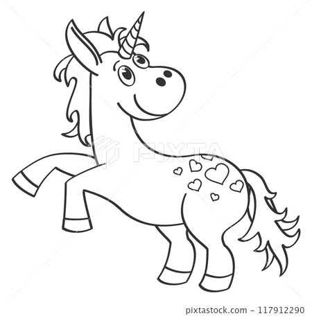 Lovely unicorn. Cute magic animal line drawing Lovely unicorn. Cute magic animal line drawing 117912290