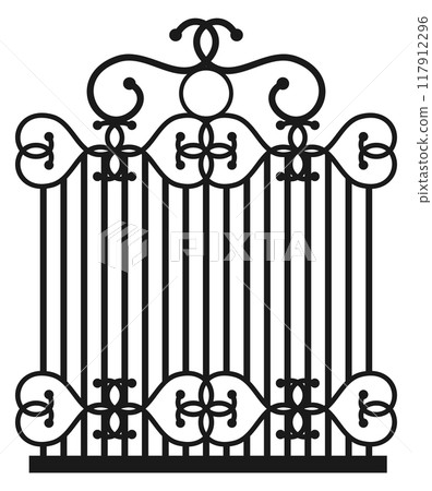 Park fence. Classic urban decorative metal picket 117912296
