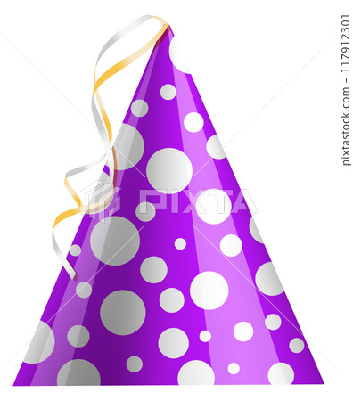 Colorful shiny cap. Realistic festive paper hat Colorful shiny cap. Realistic festive paper hat 117912301