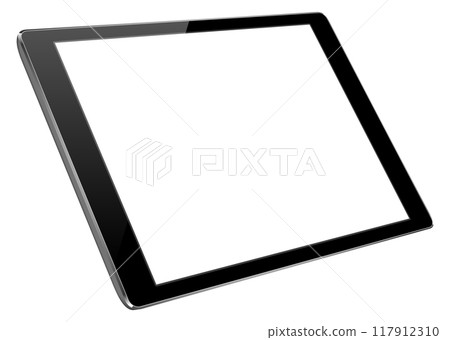 Tablet angle view. Realistic mobile device with white screen Tablet angle view. Realistic mobile device with white screen 117912310