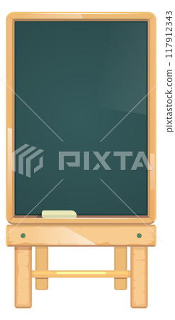 Green chalkboard. Cartoon portable board for cafe menu 117912343