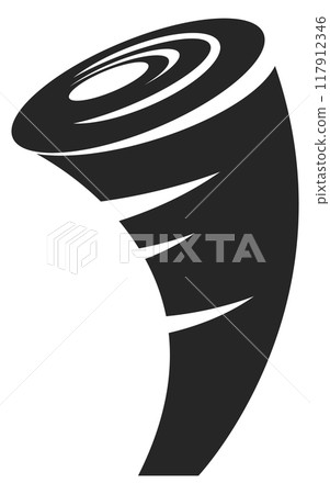 Tornado black icon. Storm wind catastrophe symbol Tornado black icon. Storm wind catastrophe symbol 117912346