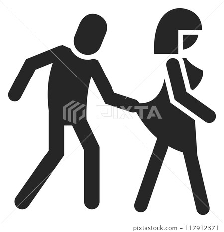Street harassment. Man attack woman. Sexual assault Street harassment. Man attack woman. Sexual assault 117912371