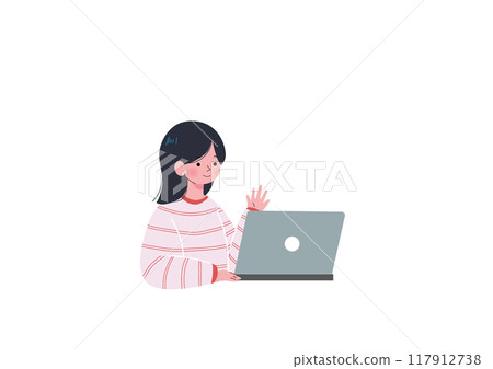 女孩在視訊聊天中說話 女孩在視訊聊天中說話 117912738