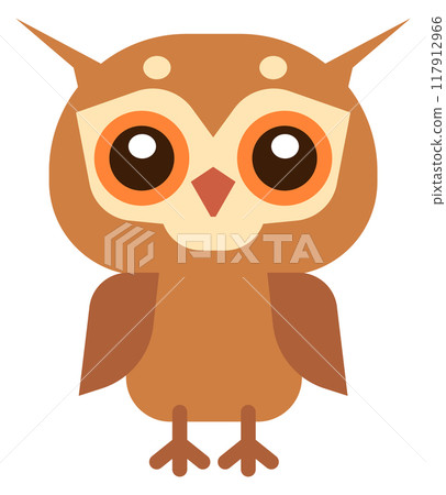 Owl color icon. Wise night bird character 117912966